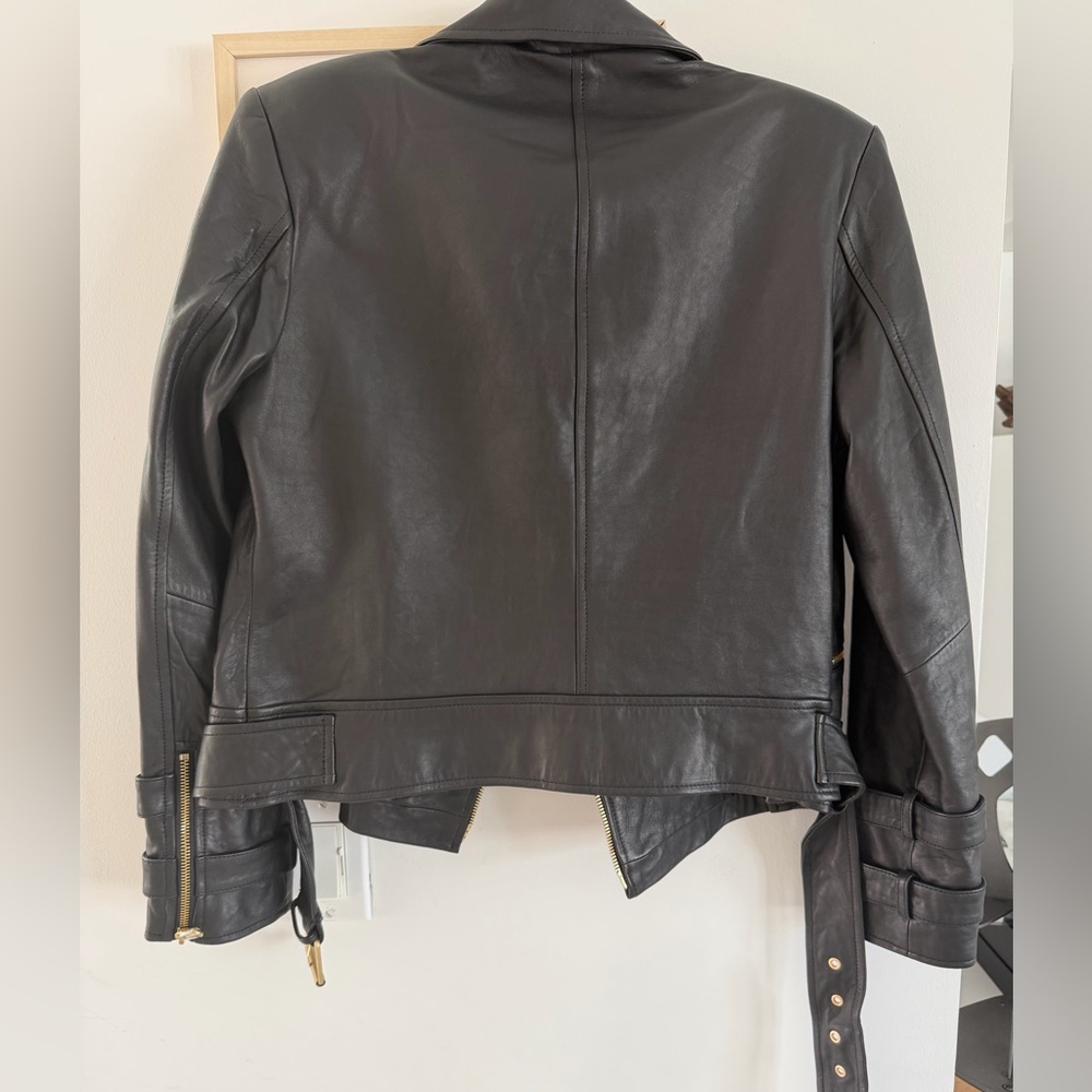 NWT L'AGENCE Black Leather Billie Jacket with Gold Buttons - Picture 6 of 7